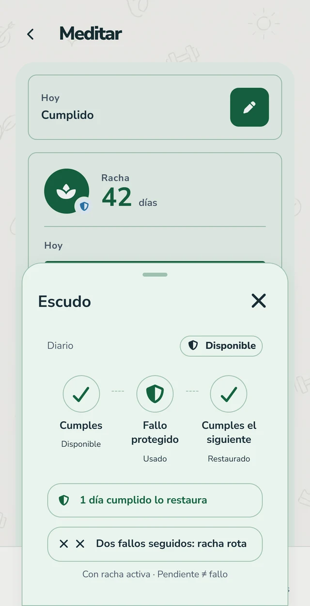 Historial de un objetivo de Ztreak con su racha y sus registros